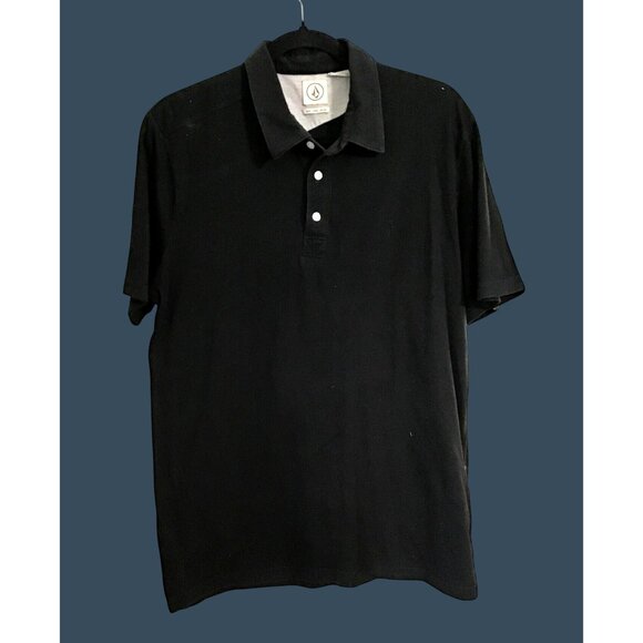 VOLCOM MENS BLACK SHORT SLEEVE POLO SHIRT SIZE LARGE - Picture 1 of 6